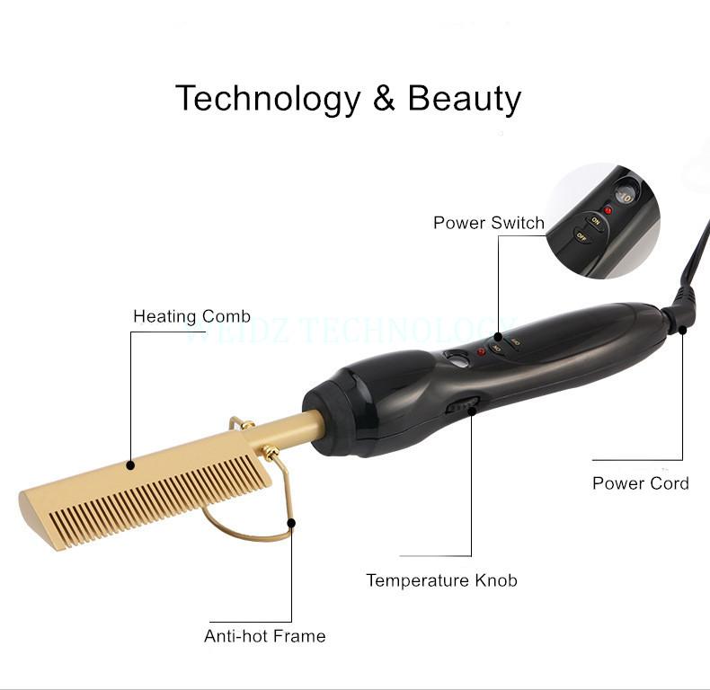 Afro Hair Straightener Hot Comb Electric Straightening Comb - Hair Straightening Comb with Temperature Control - YLKgood