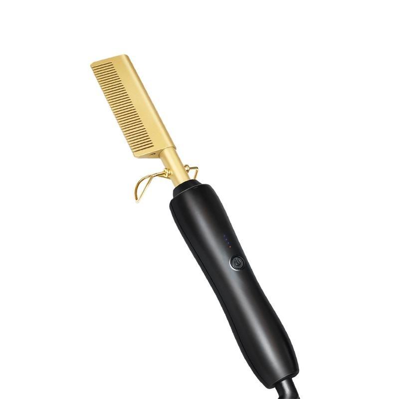 Elektrischer Haarglättungs-Kamm, Hair Straightening, Curling and Styling Hot Comb- mit Temperaturregelung - YLKgood