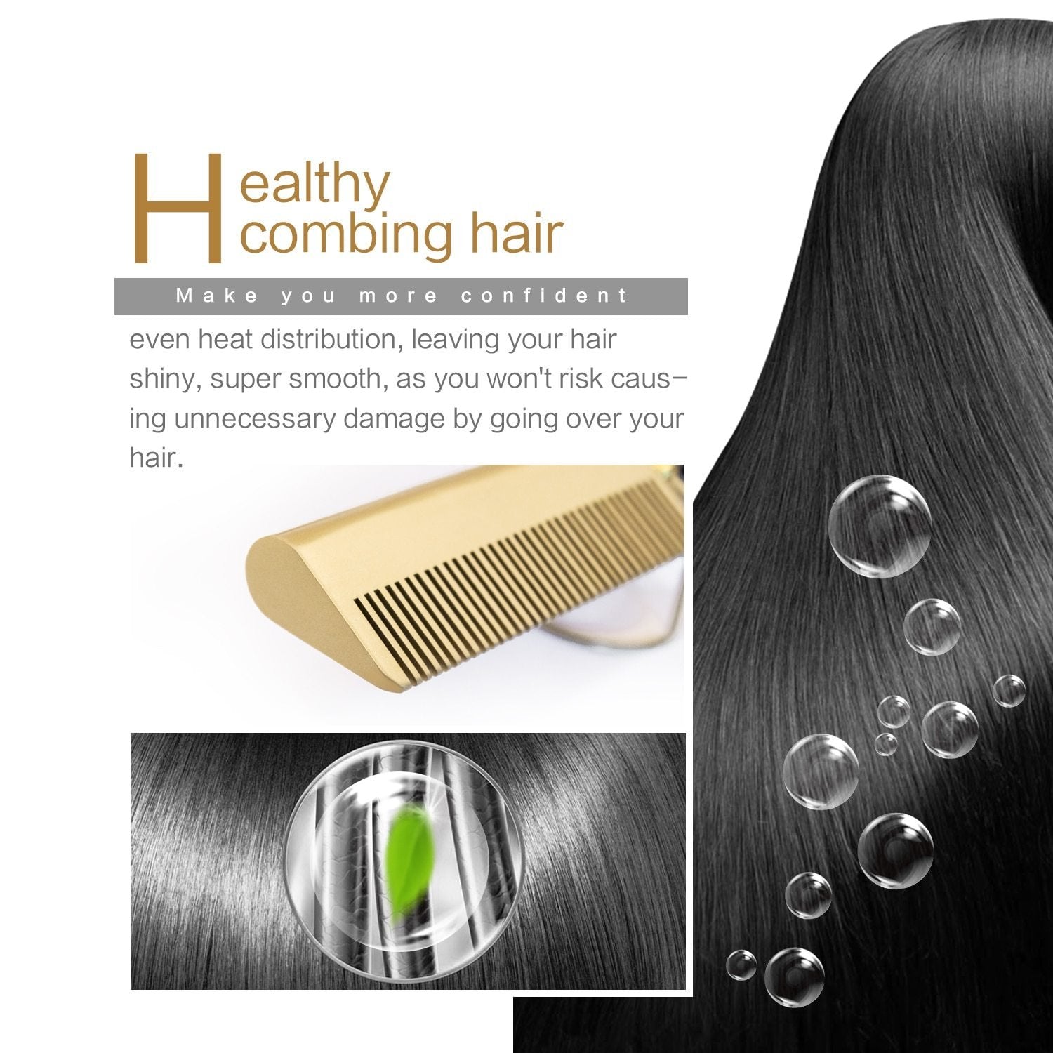 Elektrischer Haarglättungs-Kamm, Hair Straightening, Curling and Styling Hot Comb- mit Temperaturregelung - YLKgood
